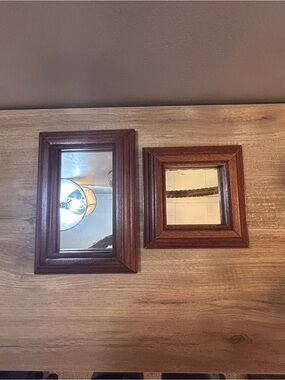 Home Interiors Wooden Framed Wall Mirrors in Deep Brown Vintage